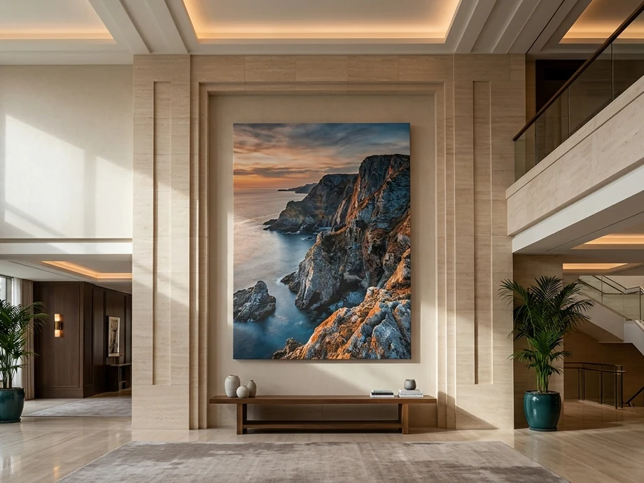 Feature wall canvas print displayed in a modern living room